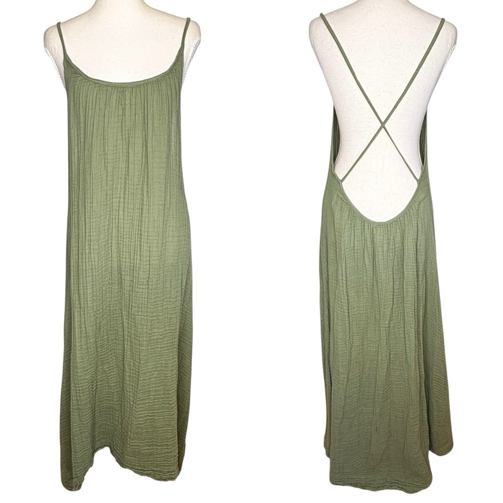 9 Seed Seychelles Maxi Dress O/S Boho Open Back Resort Gauze Cotton Beachy NEW